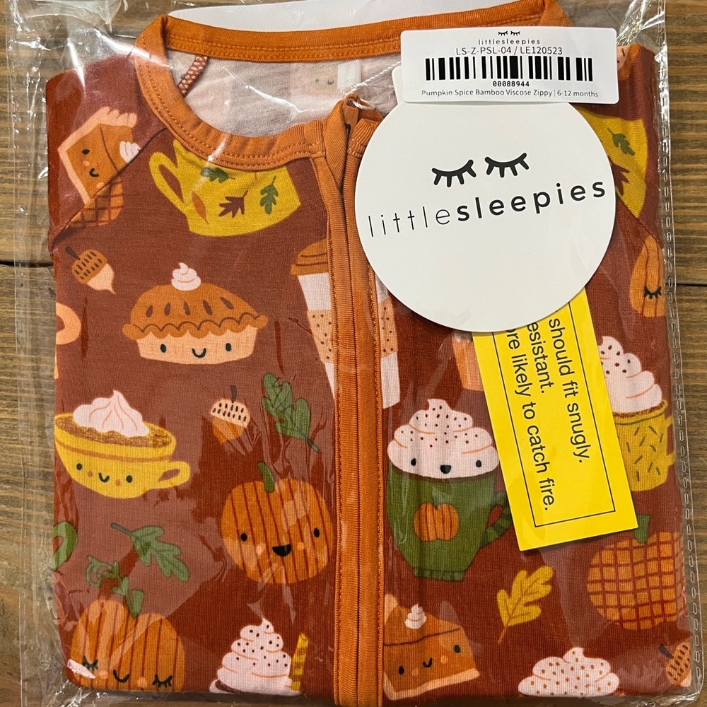 Little Sleepies Pumpkin Spice Zippy, size 6-12 month